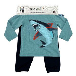 Kids Headquarters | Boy's Shark Clothing Set |  3 Pieces | Blue | Various Sizes